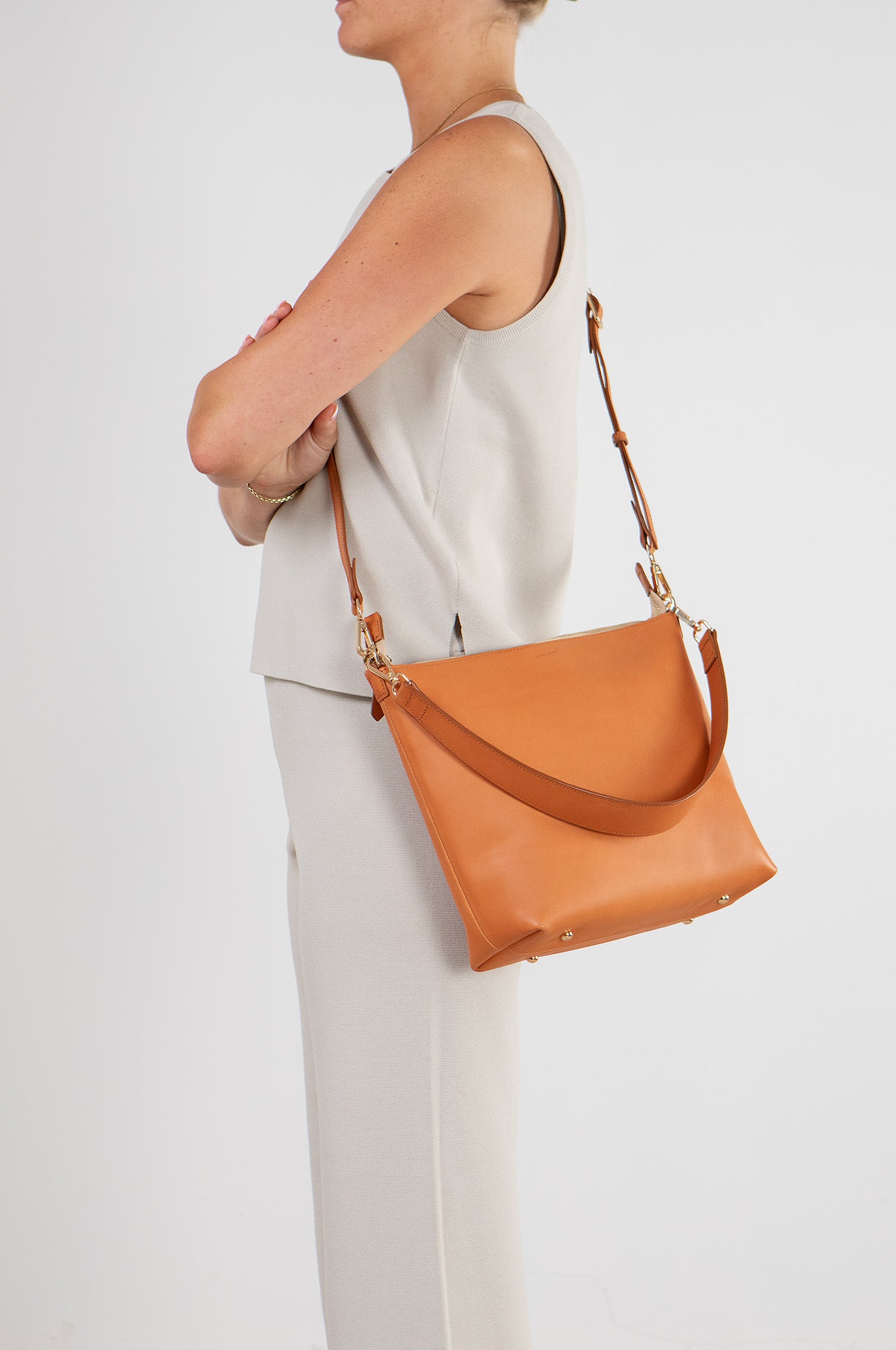 Sandain tan leather bag Marie 